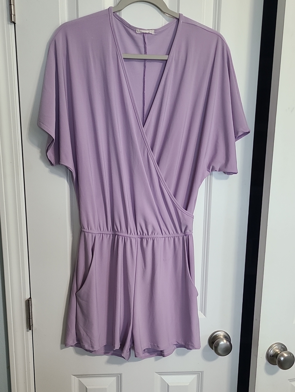 12 Pm By Mon Ami Lavender Faux-Wrap Romper